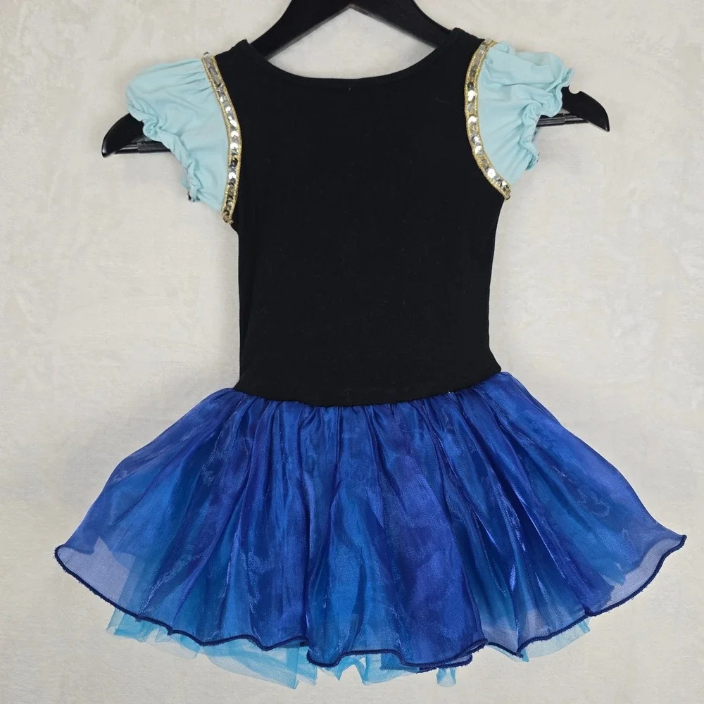 Wenchoice Toddler Medium black Blue Floral Sequin Tutu Ballerina Costume Dress